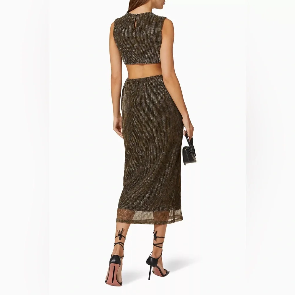 MINKPINK Gold Midi Dress - Picture 3 of 12